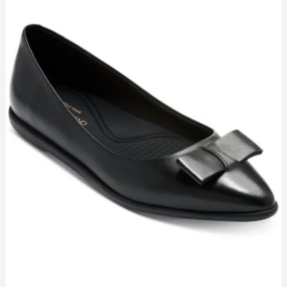 Cole Haan Zero Grand Black Leather Skimmer Bow embellishment Flats Shoes. Size - Picture 1 of 13